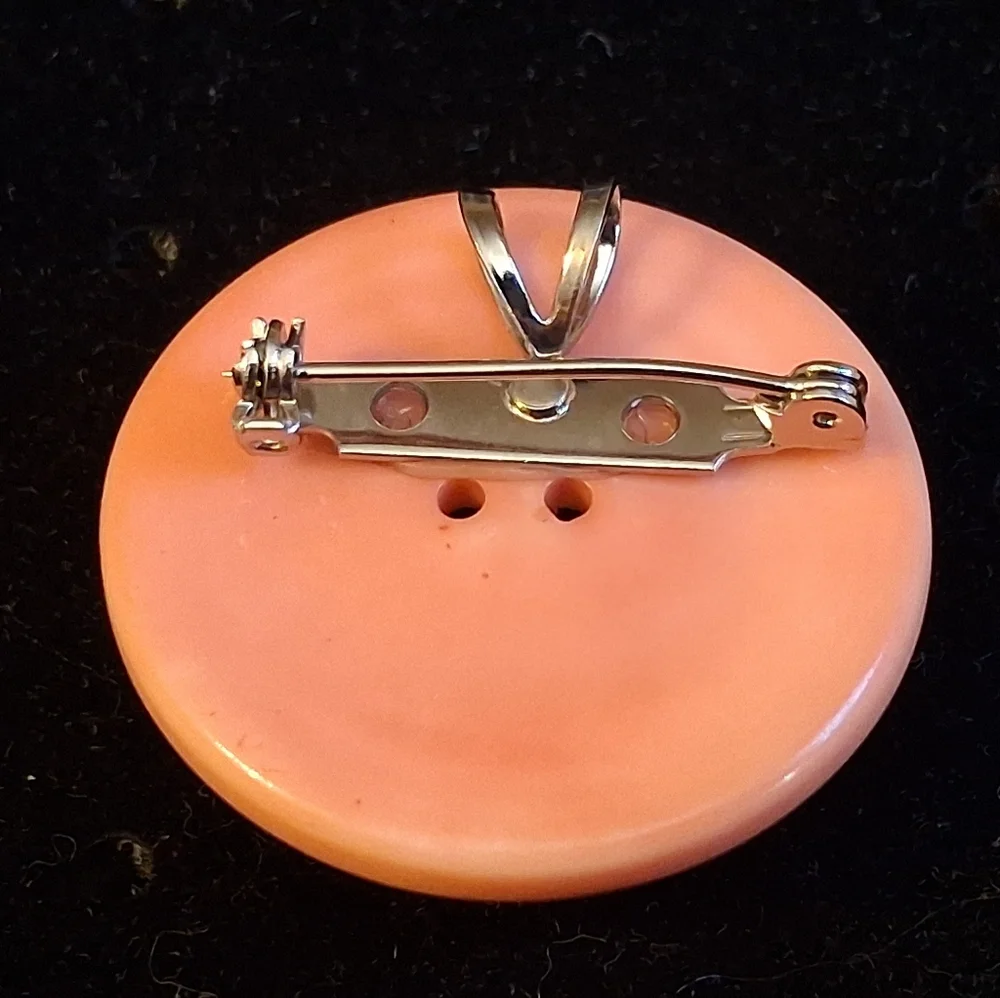 Vintage Pink Button Style Brooch